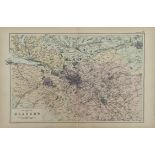 Antique Map The Environs of Glasgow 1899 G. W Bacon & Co