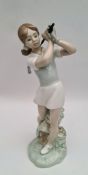 Vintage Lladro Female Golf Figure 9 inches tall