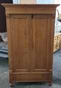 Antiques Rustic Pine Storage Cupboard on Bun Feet 6ft Tall