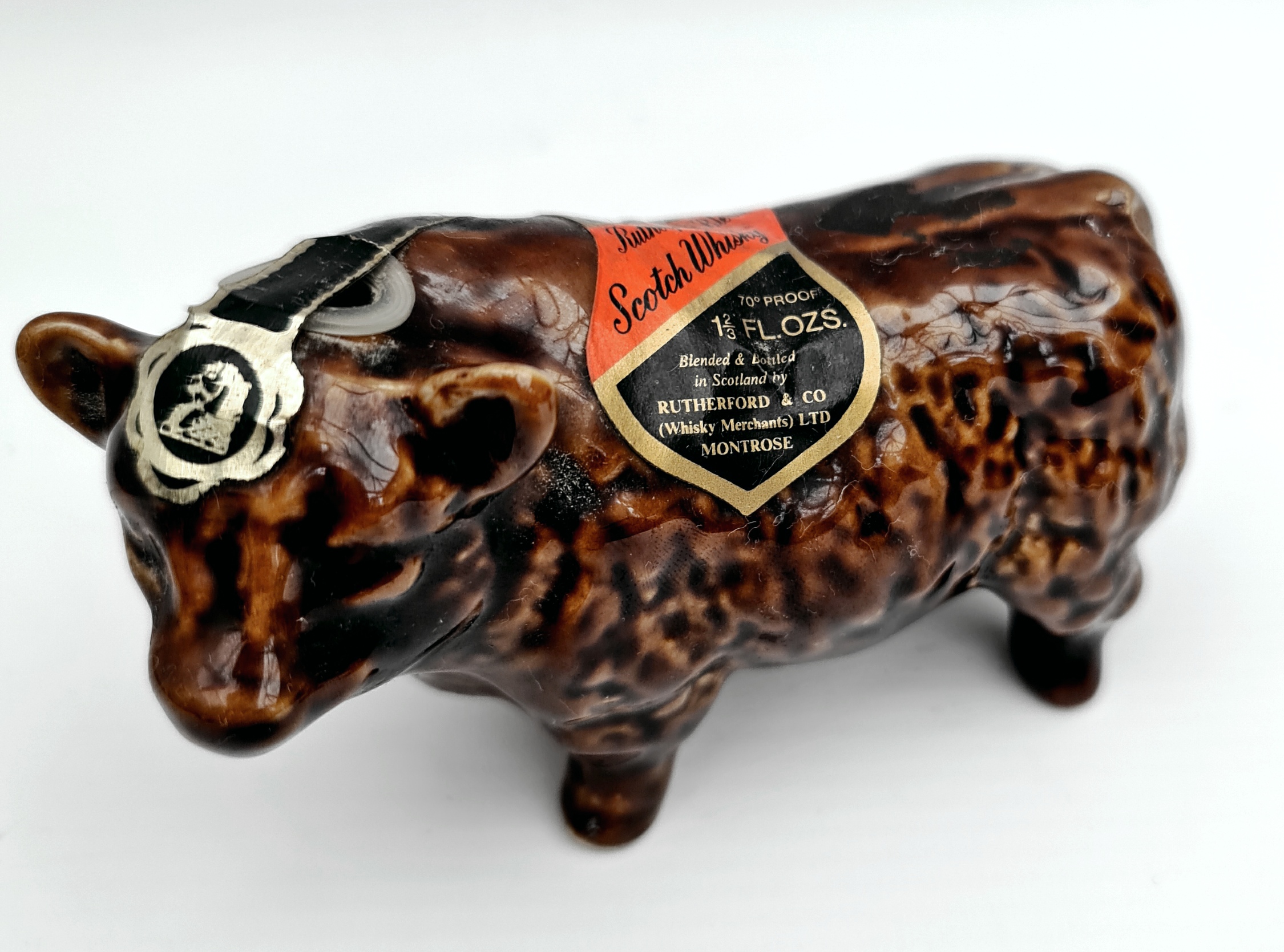 Vintage Miniature Whisky Bottles Beswick Badger & a Bull - Image 2 of 4