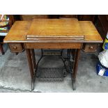 Antique Singer Sewing Table With Original Sewing Machine
