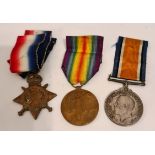 Antique WWI Military Medals Royal Navy 1914-15 Star 1914 - 18 War Medal & Victory Medal