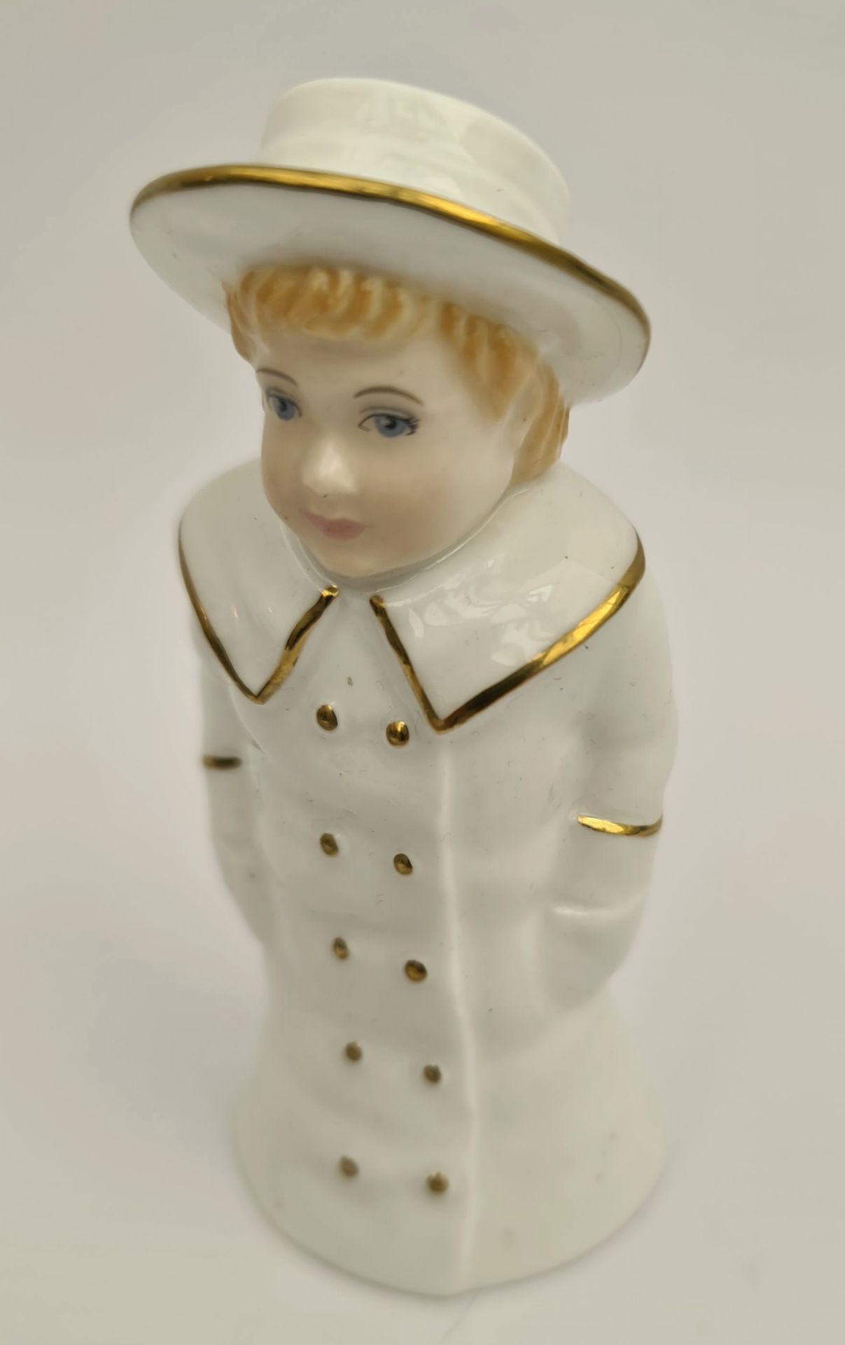 Vintage Royal Worcester Figure Boy With Boater Candle Snuffer 4 Inches Tall