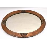 Antique Hand Beaten Copper Beavelled Mirror