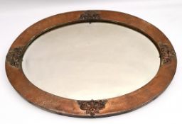 Antique Hand Beaten Copper Beavelled Mirror