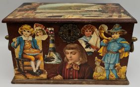 Antique Decoupage Wooden Storage Box