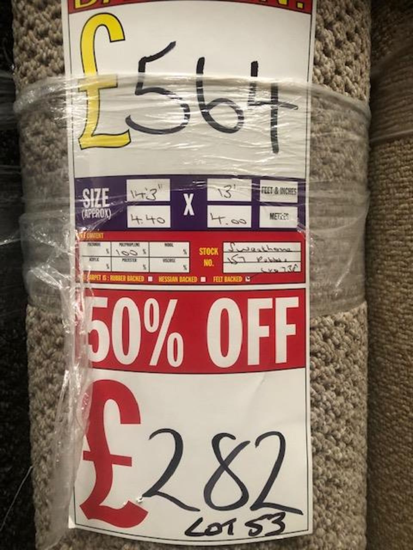 Lot 53 Sweethome Pebble 4.4M X 4M (14Ft 3In X 13Ft ) Polypropylene Loopcontract Feltback Carpet - Image 2 of 2