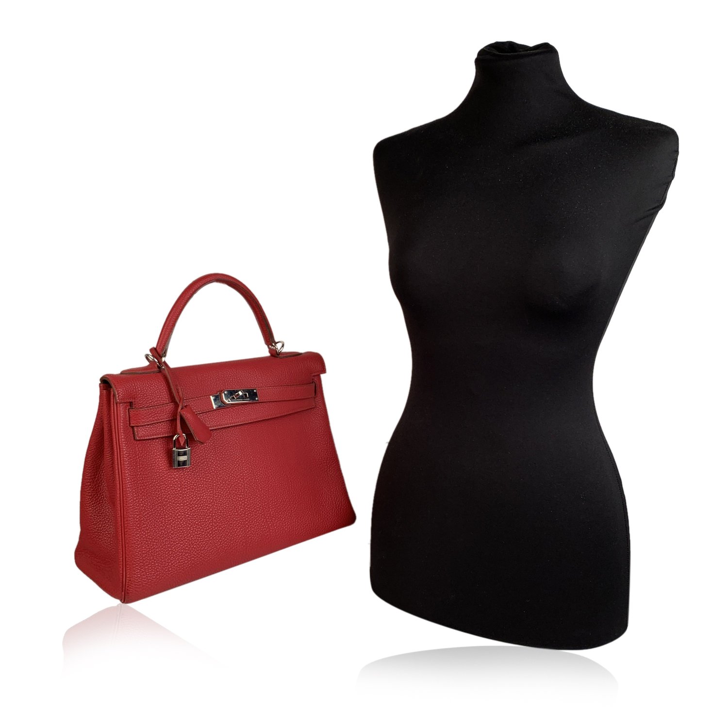 Hermes Red Leather Retourne Kelly 32 Top Handle Bag - Bild 2 aus 10