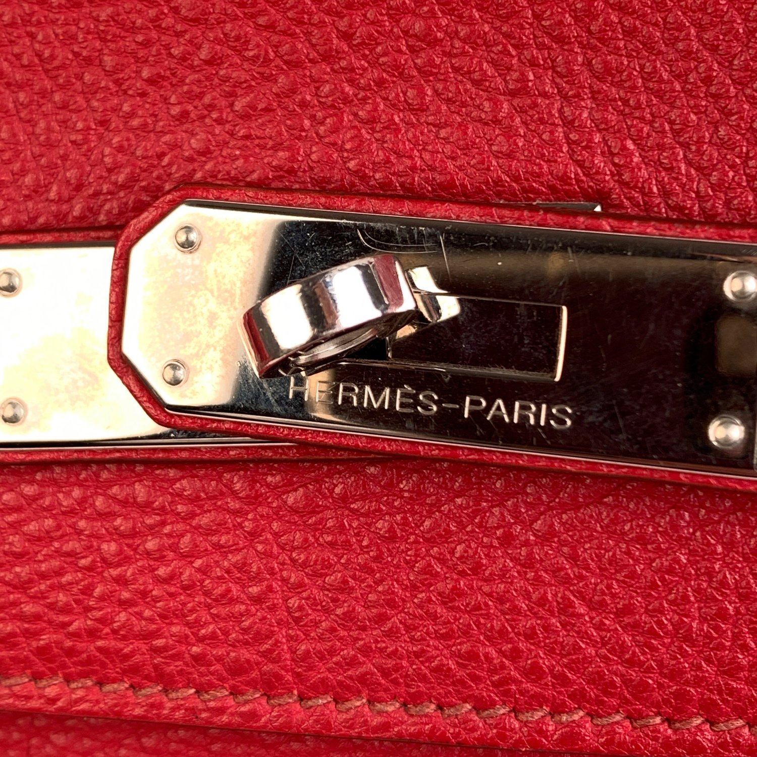 Hermes Red Leather Retourne Kelly 32 Top Handle Bag - Bild 4 aus 10