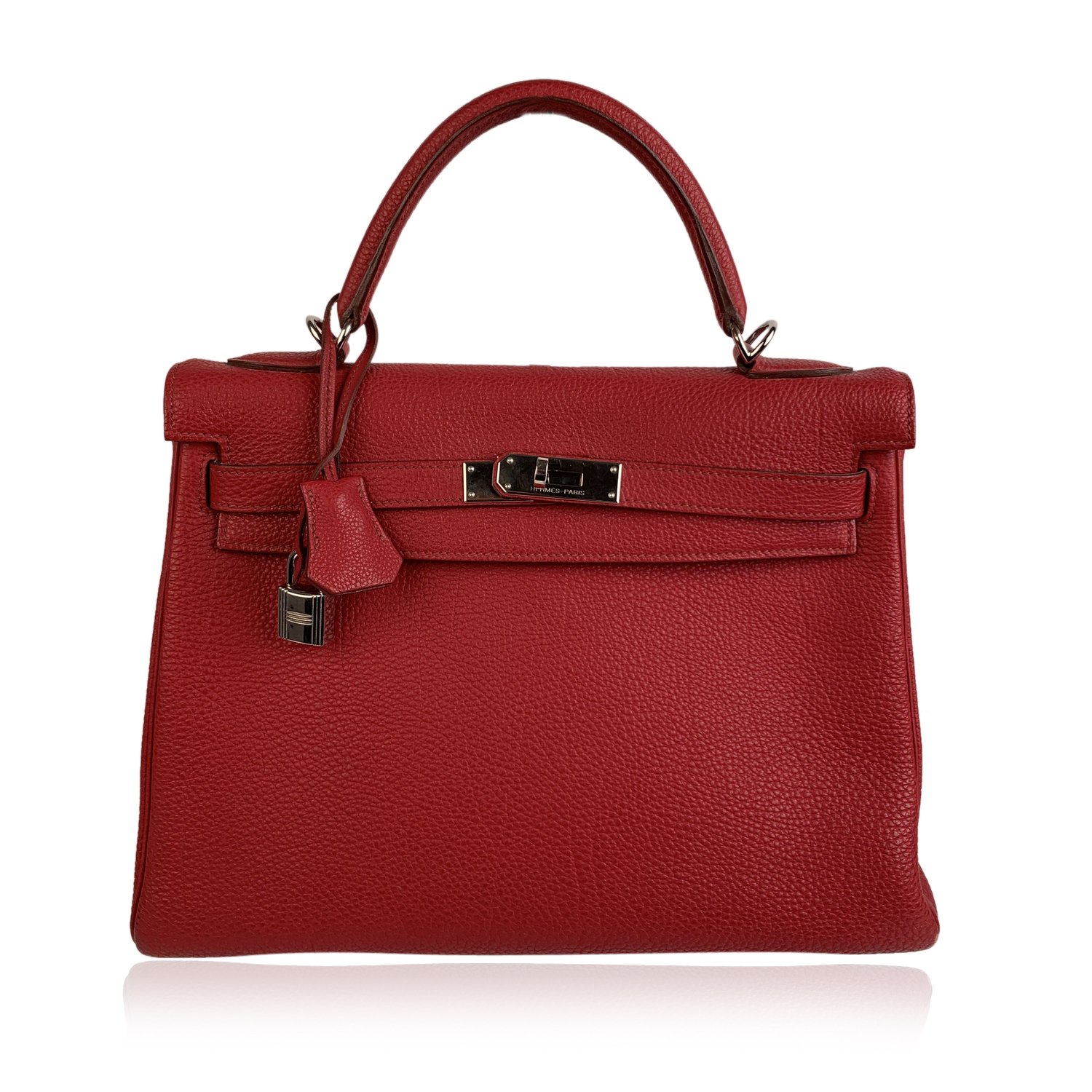 Hermes Red Leather Retourne Kelly 32 Top Handle Bag