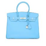 Hermes Birkin 35cm Candy Collection Blue Celeste & Mykonos Epsom Leather Palladium Hardware Stamp P