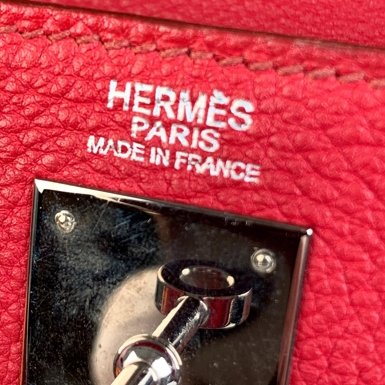 Hermes Red Leather Retourne Kelly 32 Top Handle Bag - Bild 5 aus 10