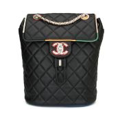 Chanel Backpack Small Black Multicolour Lambskin Silver Hardware 2017