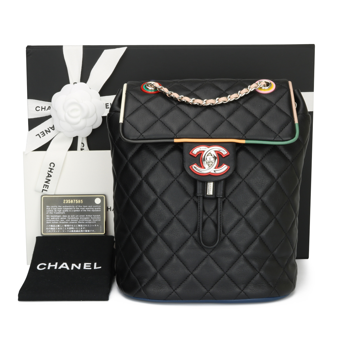 Chanel Backpack Small Black Multicolour Lambskin Silver Hardware 2017 - Image 2 of 5