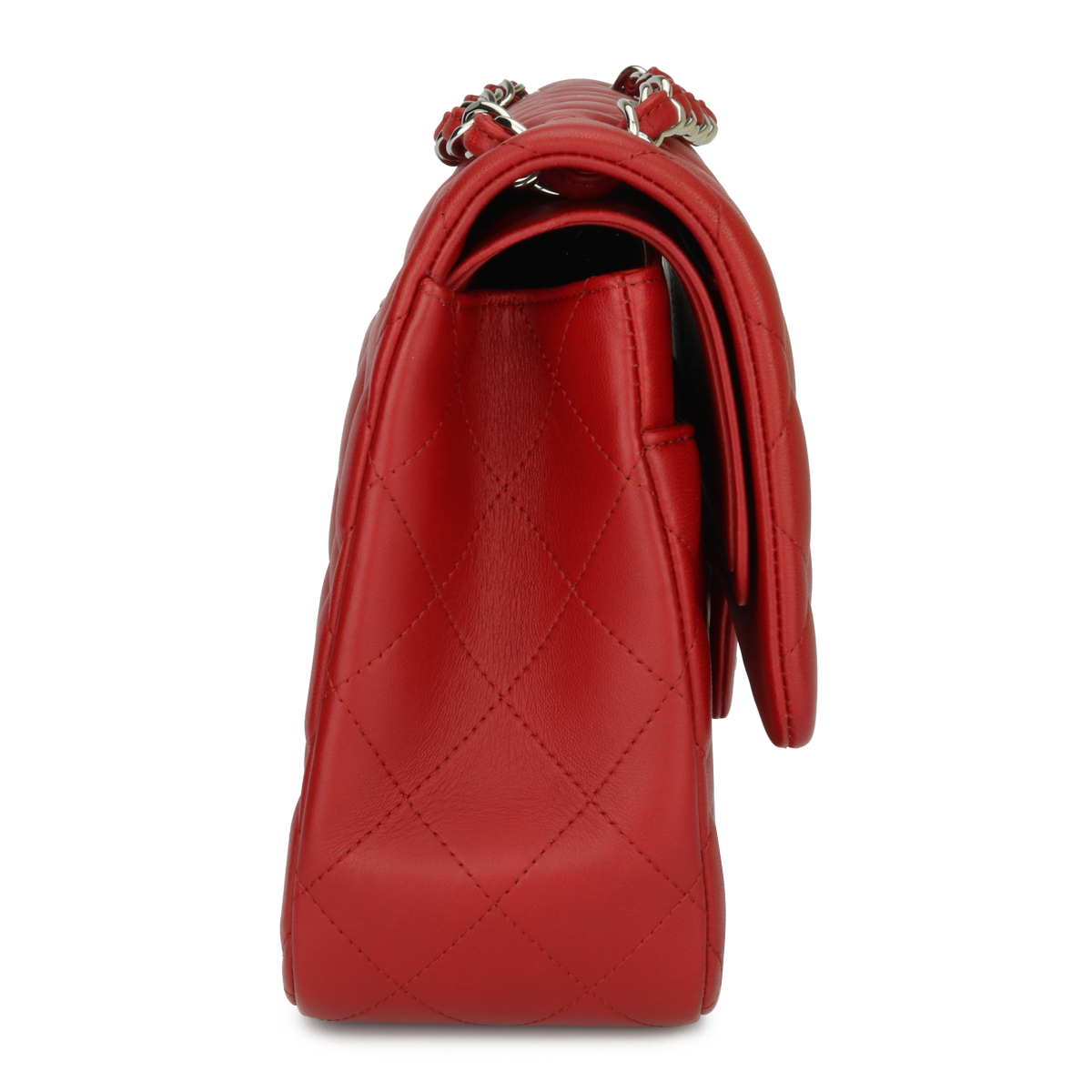 Chanel Double Flap Jumbo Red Lambskin Silver Hardware 2013 - Image 5 of 5