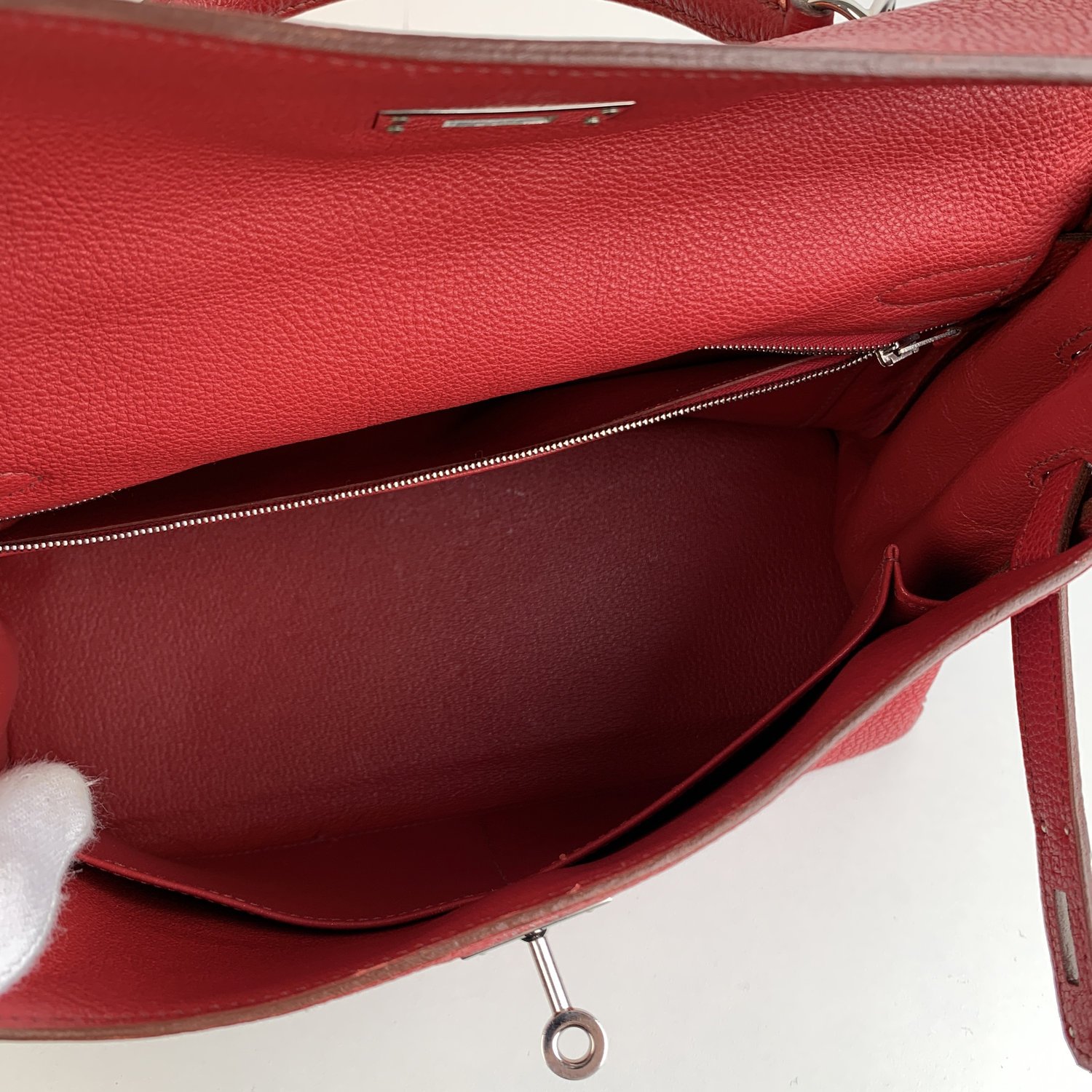 Hermes Red Leather Retourne Kelly 32 Top Handle Bag - Bild 10 aus 10