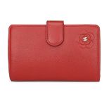 Chanel L-Zip Pocket Wallet Red Calfskin Silver Hardware 2011