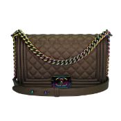 Chanel Old Medium Boy Bronze Iridescent Goatskin Rainbow Hardware 2016