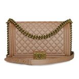 Chanel New Medium Boy Iridescent Rose Gold Calfskin Antique Gold Hardware 2015