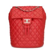 Chanel Urban Spirit Backpack Small Red Lambskin Silver Hardware 2016