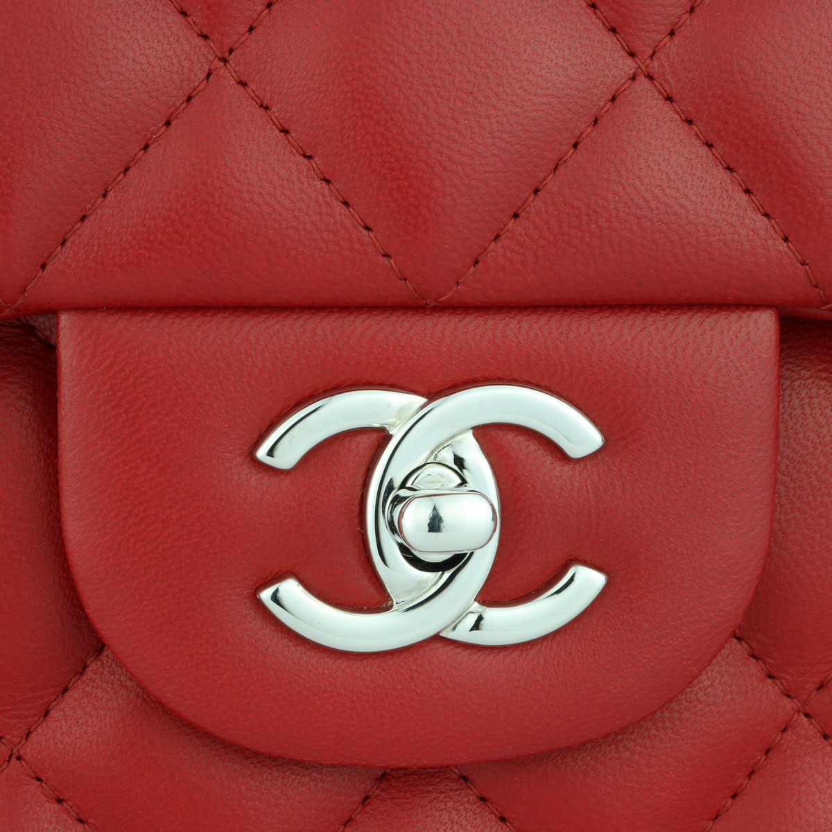 Chanel Double Flap Jumbo Red Lambskin Silver Hardware 2013 - Image 3 of 5