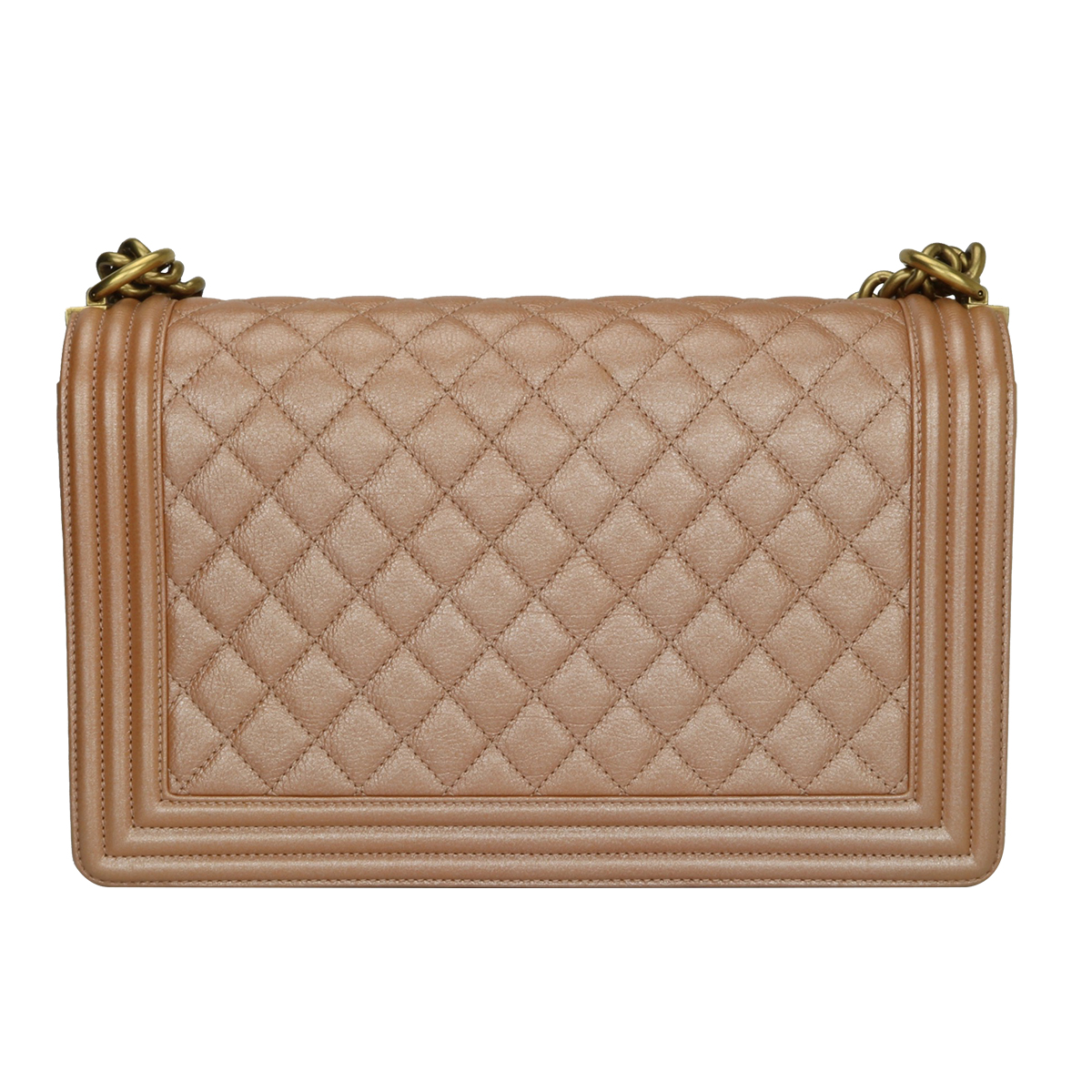 Chanel New Medium Boy Iridescent Rose Gold Calfskin Antique Gold Hardware 2015 - Image 4 of 5