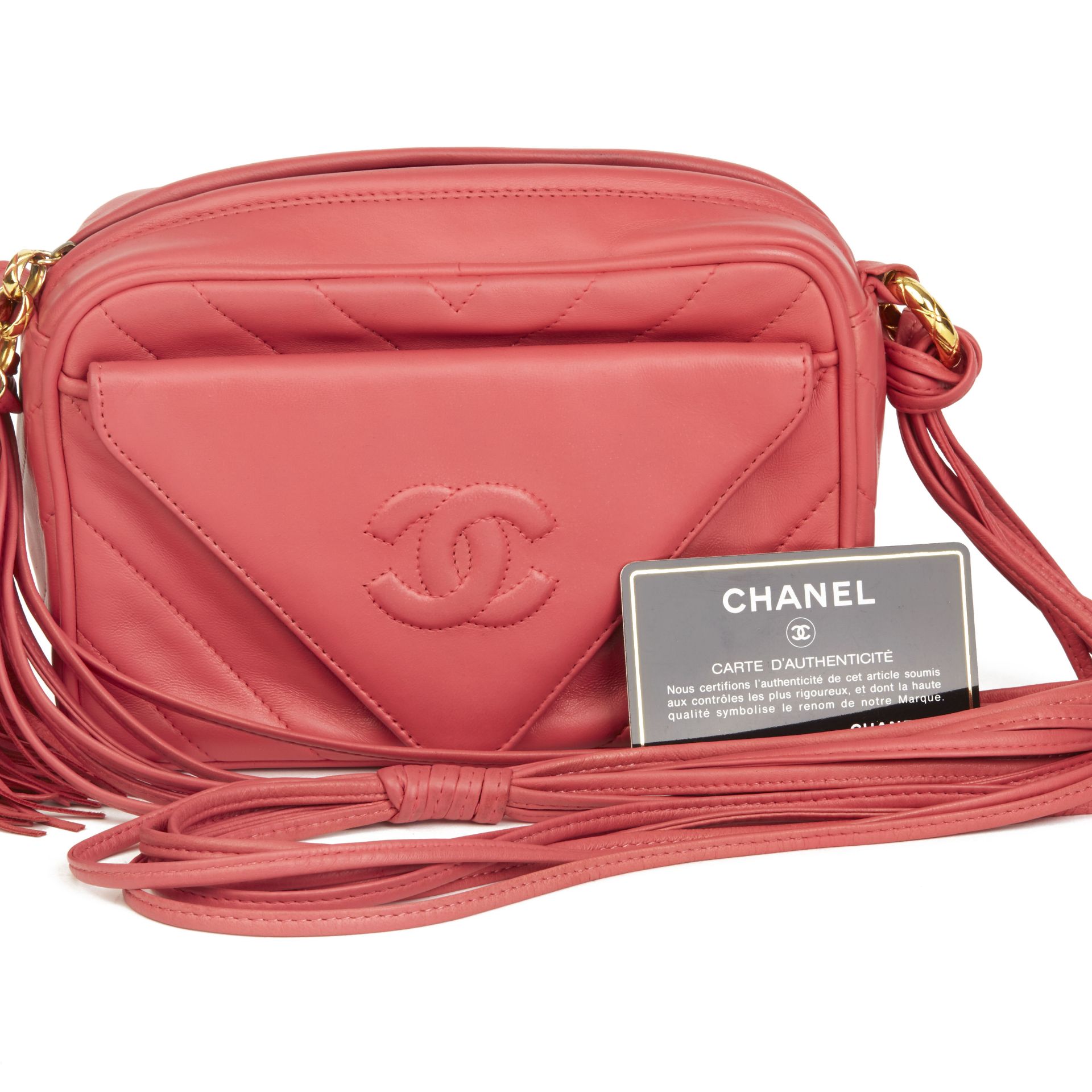 Chanel Pink Chevron Quilted Lambskin Vintage Timeless Camera Bag - Image 3 of 12