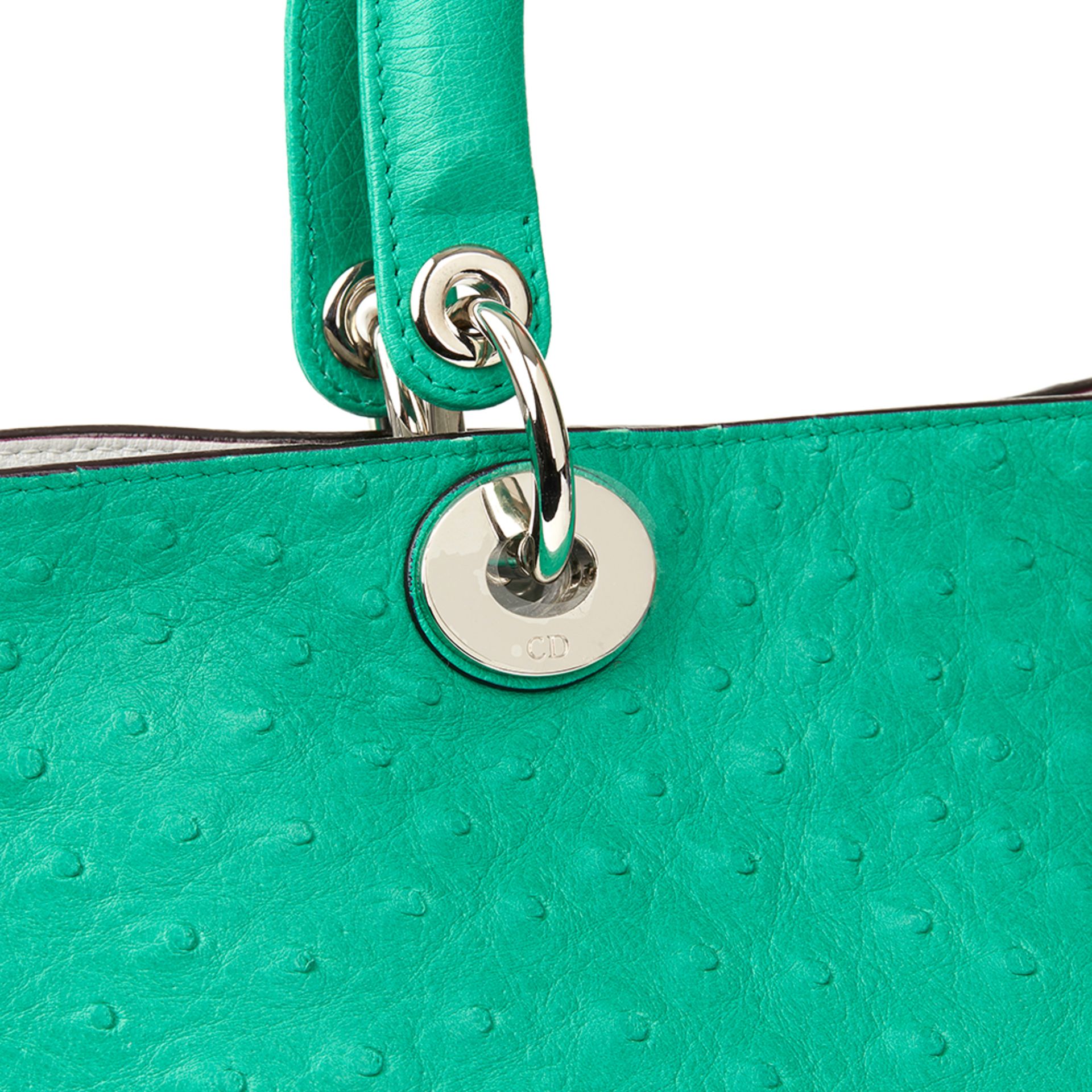 Christian Dior Emerald Ostrich Leather Diorissimo Mm - Image 6 of 11