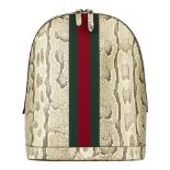 Gucci Natural Animalier Python Leather & Web Backpack