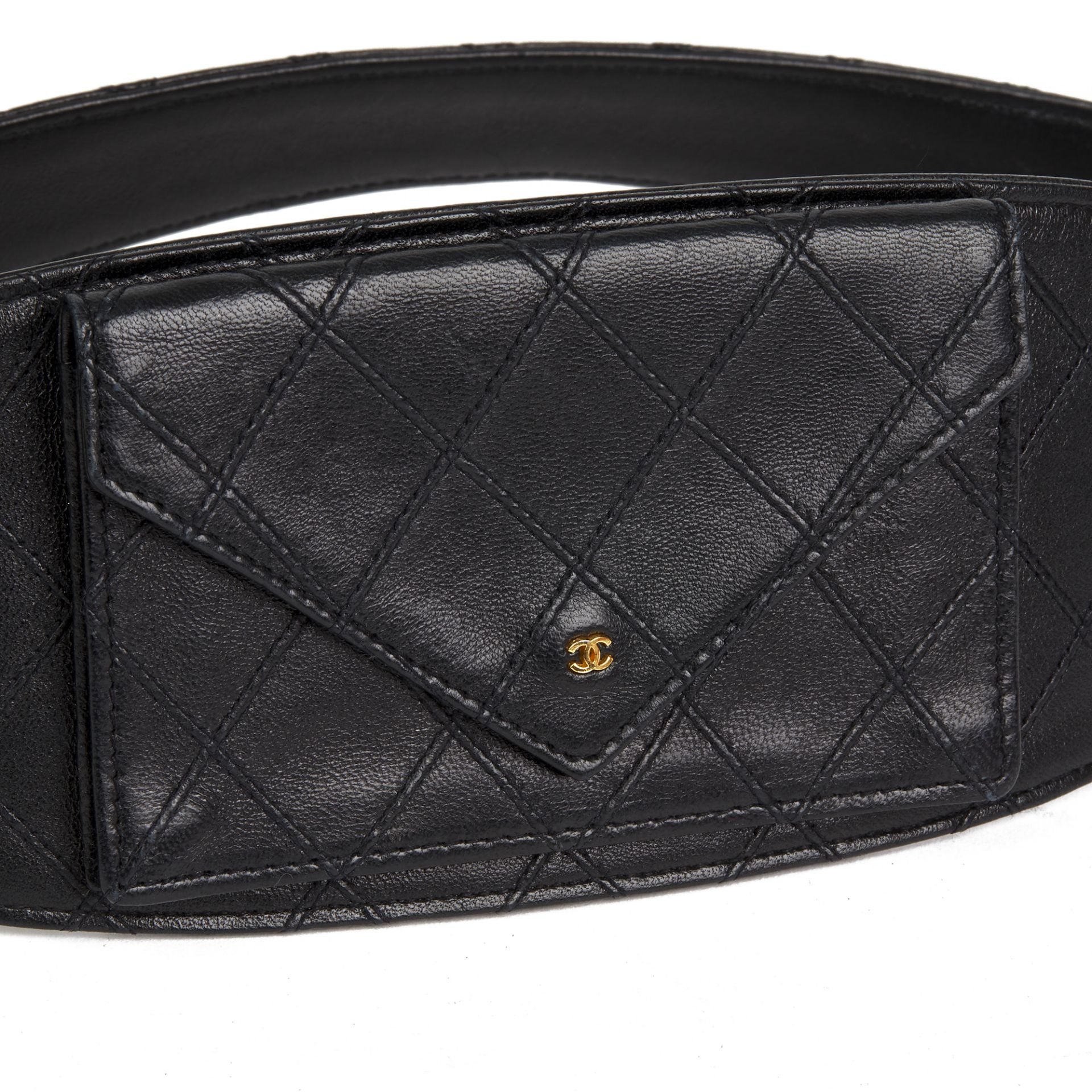 Chanel Black Quilted Lambskin Vintage Timeless Belt Bag - Image 6 of 10