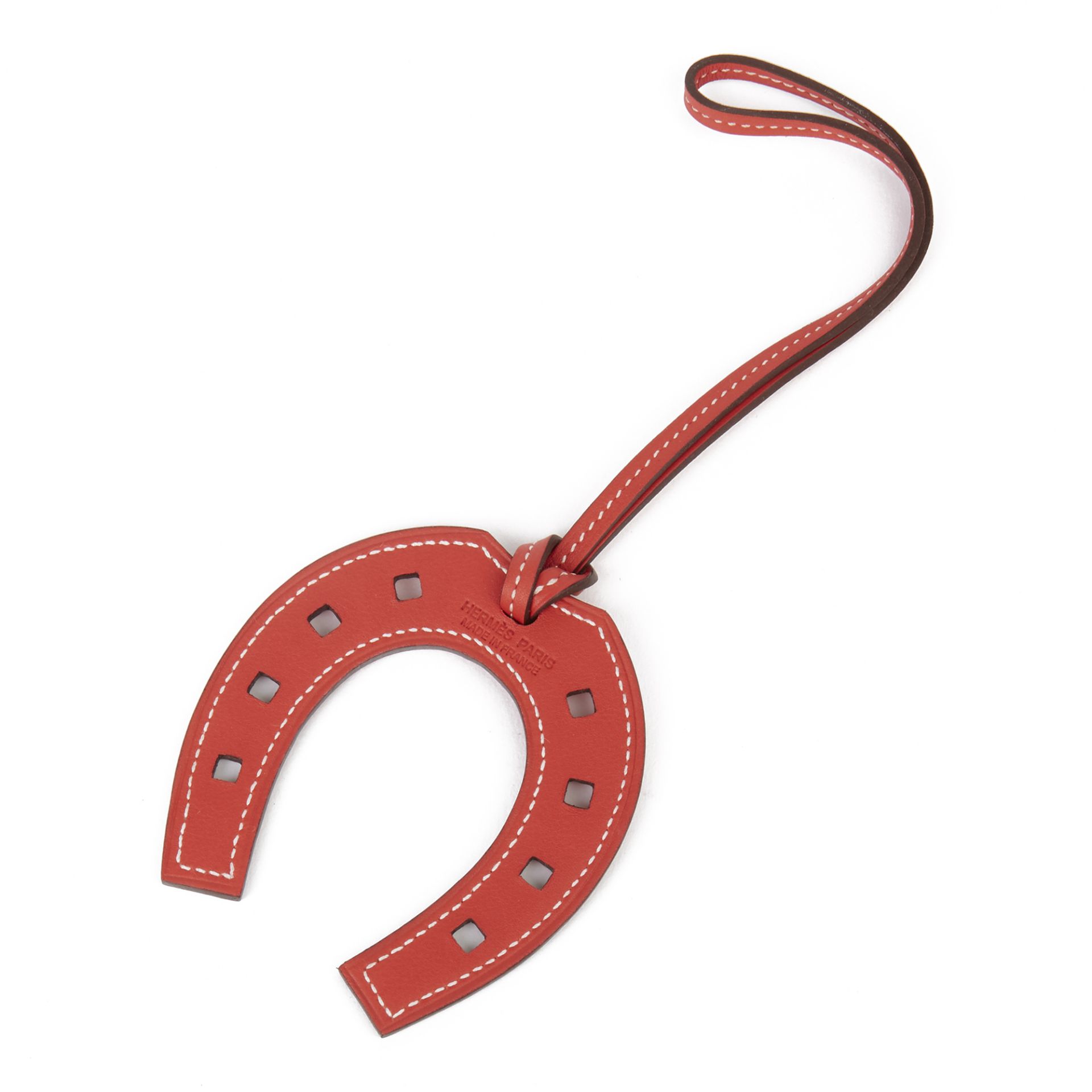 Hermès Rose Jaipur Swift Leather Paddock Horseshoe Charm - Image 5 of 5