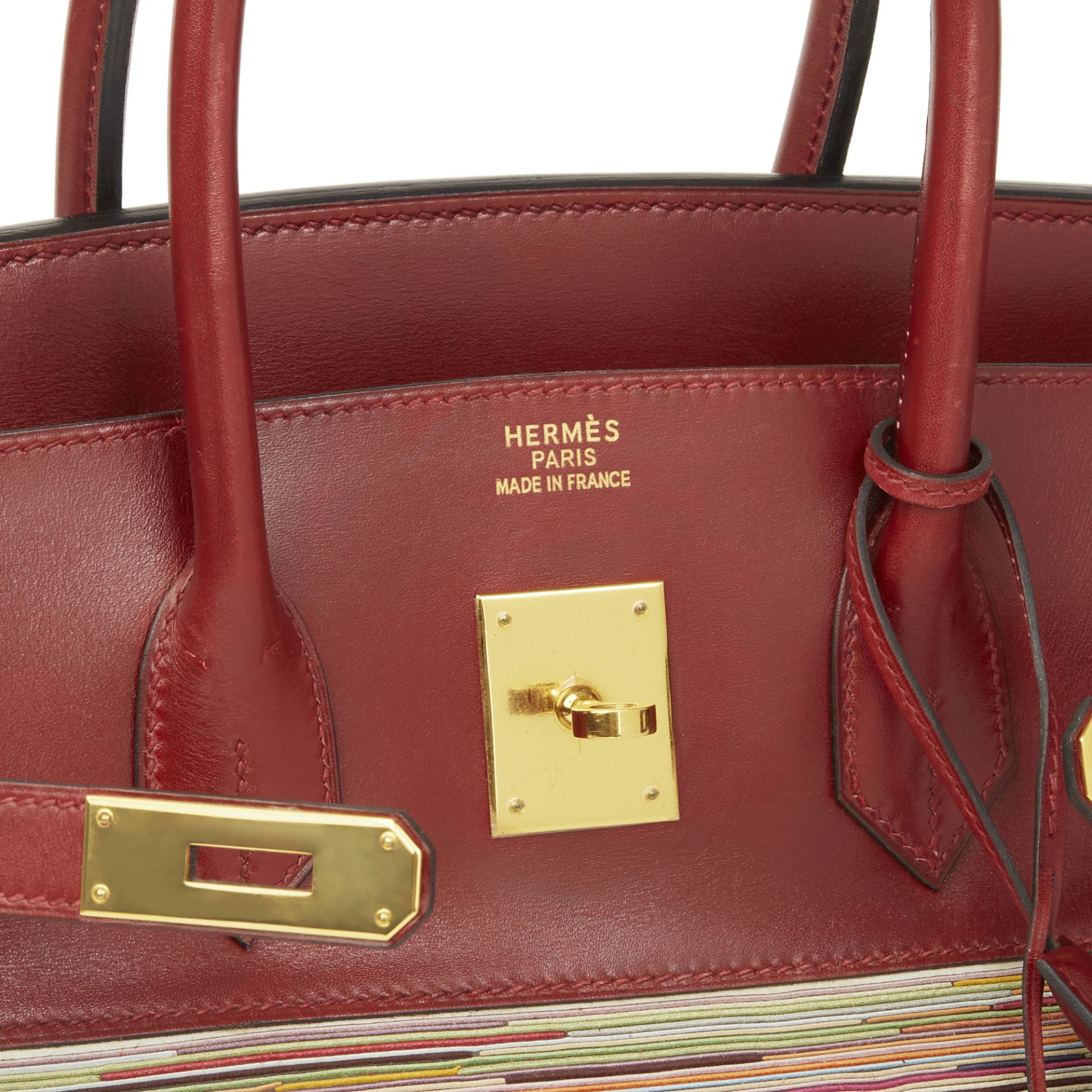 Hermès Rouge H Box Calf Leather Vibrato Birkin 35Cm - Image 5 of 10