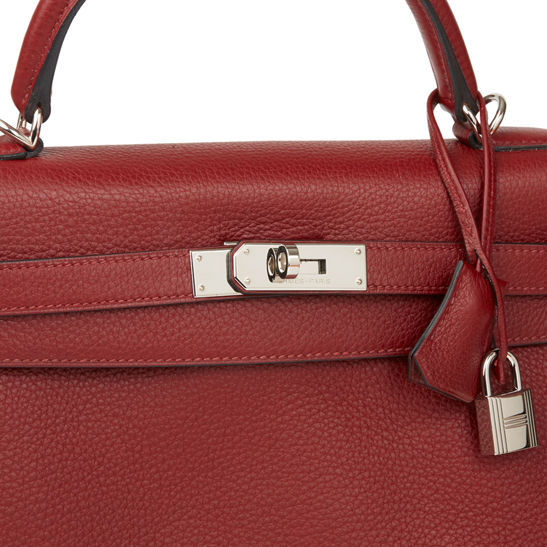 Hermès Rouge H Clemence Leather Kelly 32Cm Retourne - Image 7 of 11