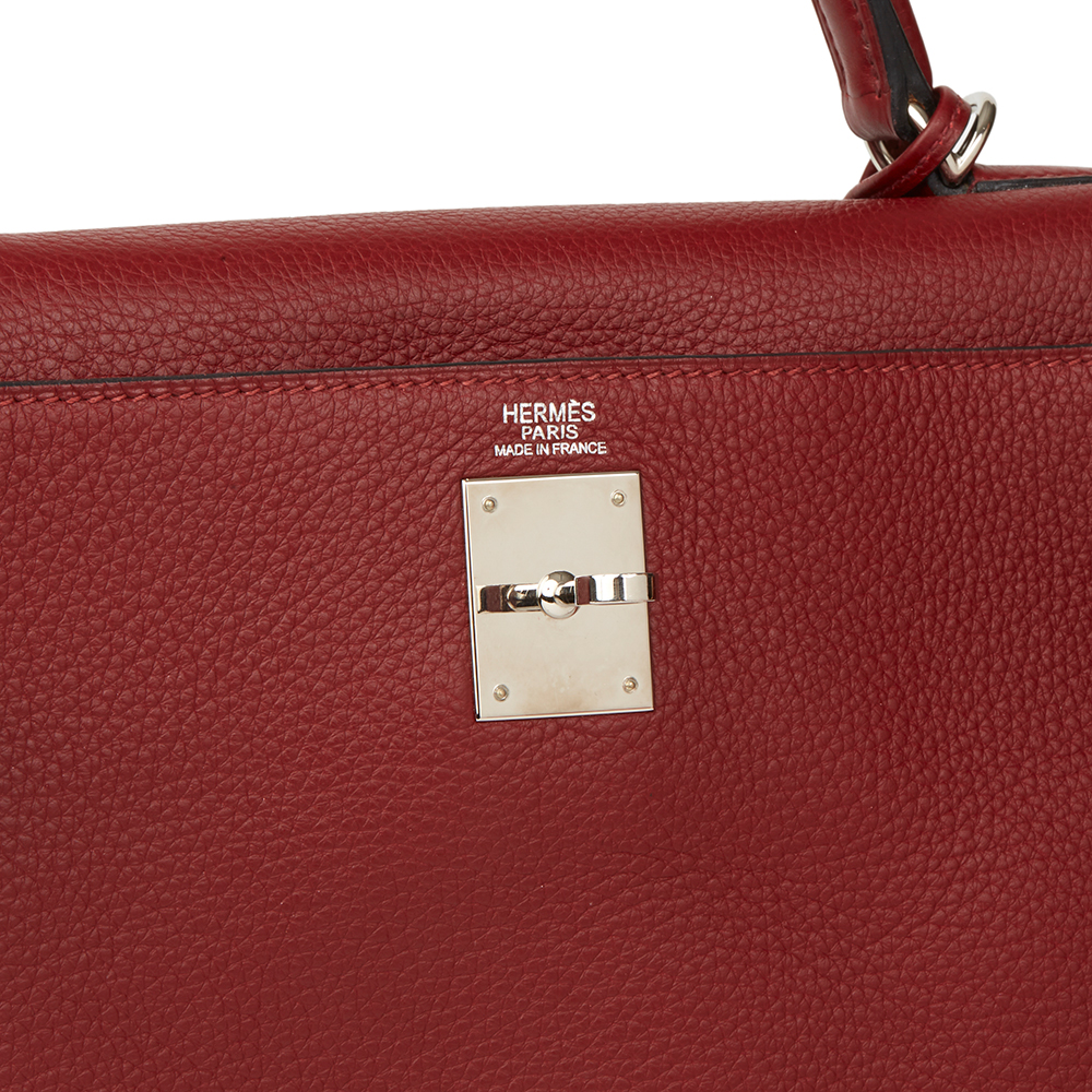 Hermès Rouge H Clemence Leather Kelly 32Cm Retourne - Image 6 of 11