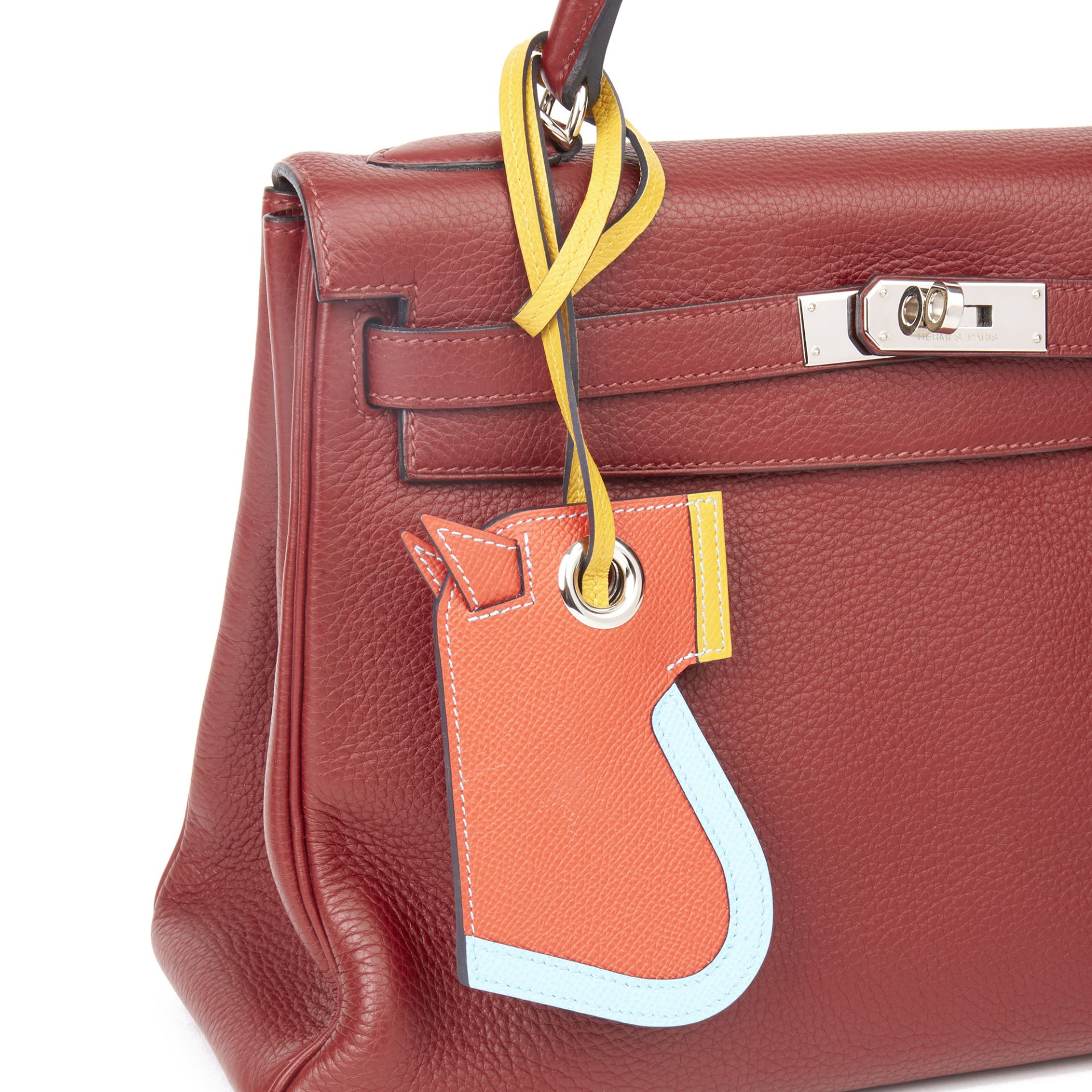 Hermès Celeste, Capucine & Ambre Epsom Leather Camail Key Holder Charm - Image 2 of 6