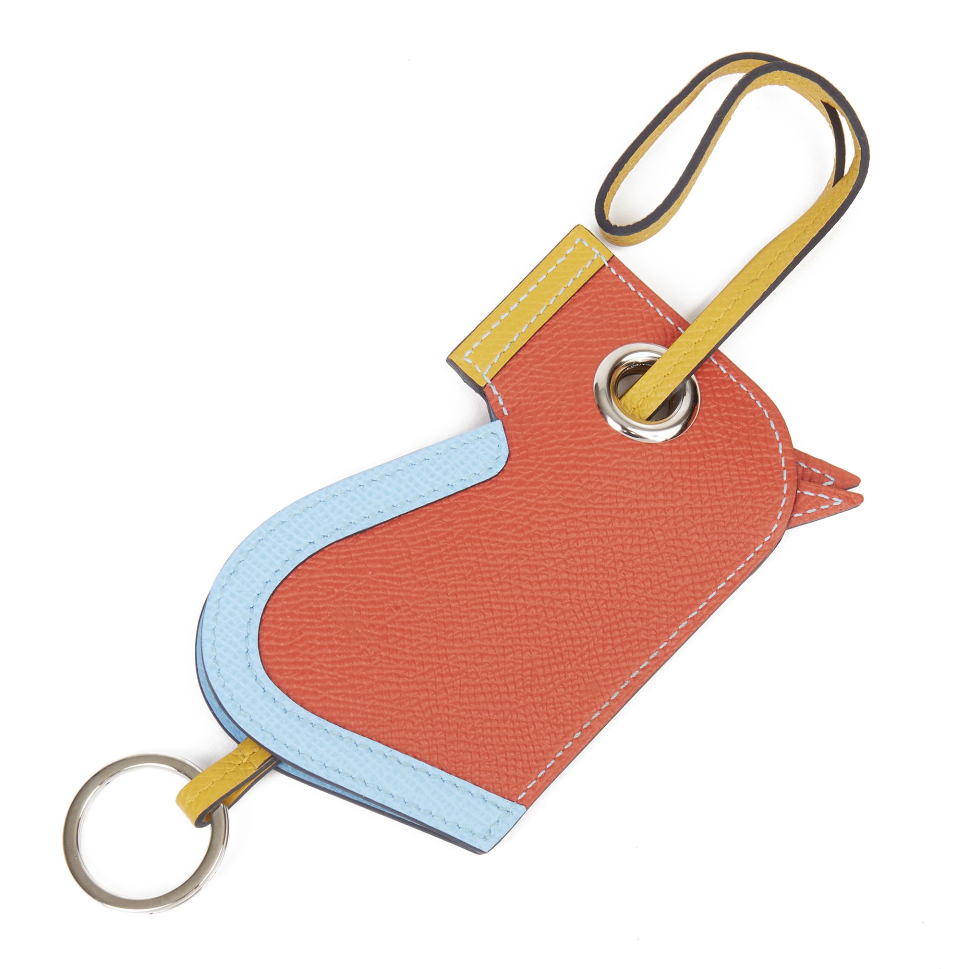 Hermès Celeste, Capucine & Ambre Epsom Leather Camail Key Holder Charm - Image 6 of 6