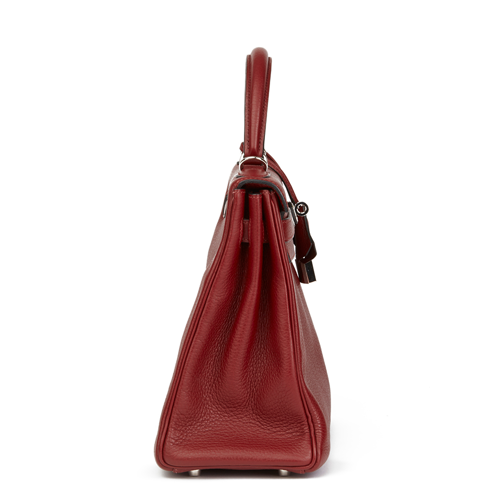 Hermès Rouge H Clemence Leather Kelly 32Cm Retourne - Image 10 of 11