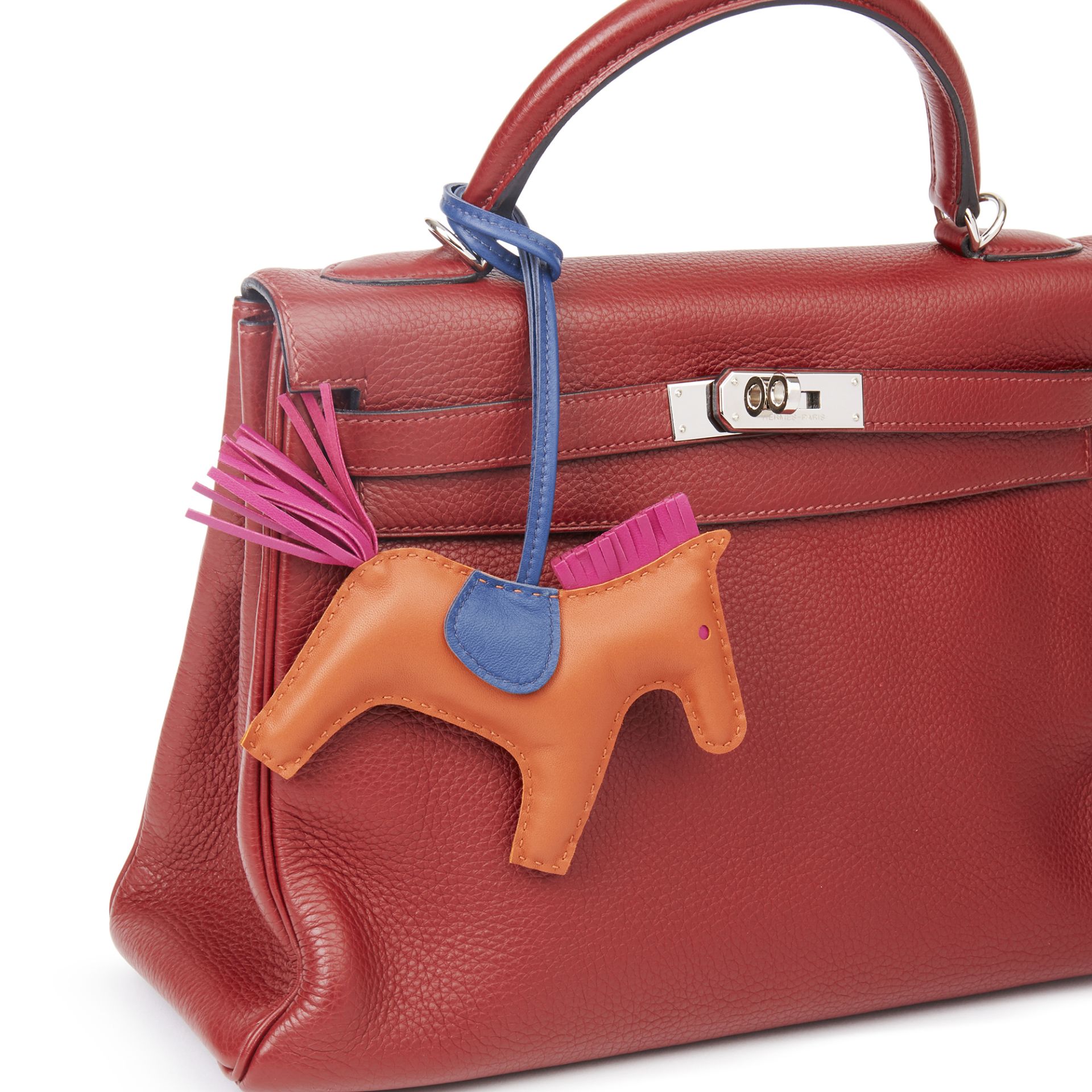 Hermès Bleu De Malte, Anemone & Fauve Swift Leather Rodeo Mm - Image 2 of 5