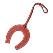 Hermès Rose Jaipur Swift Leather Paddock Horseshoe Charm