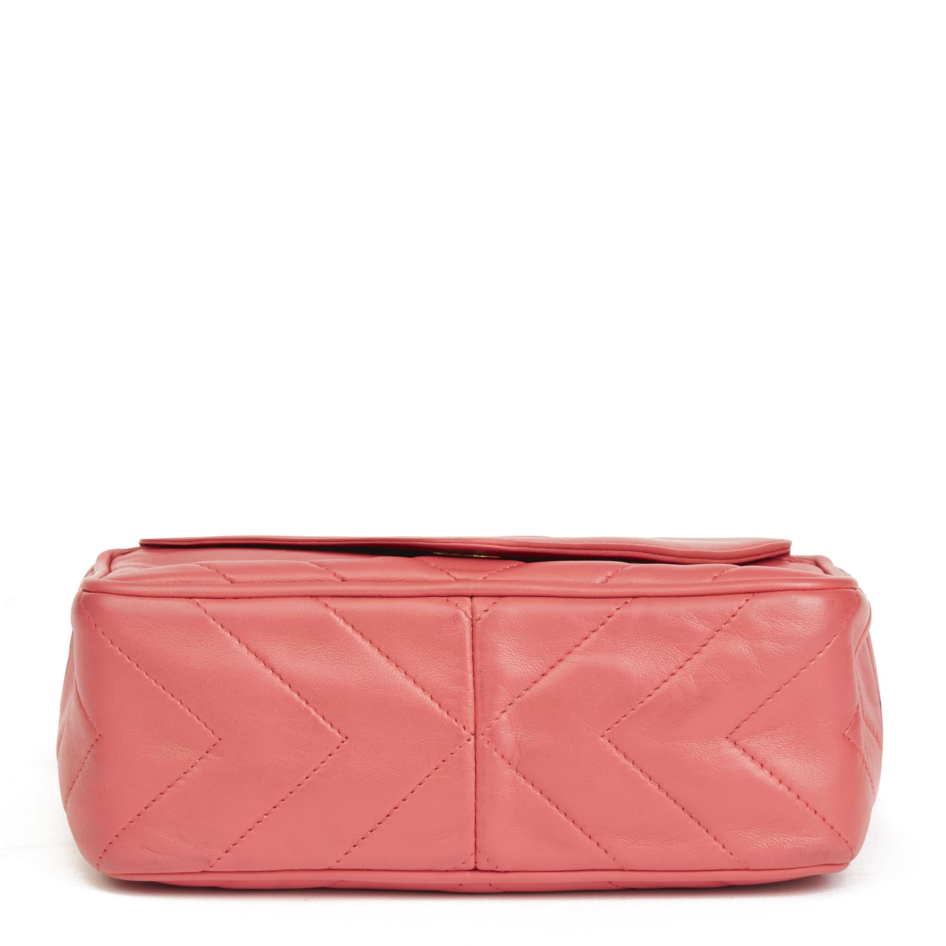 Chanel Pink Chevron Quilted Lambskin Vintage Timeless Camera Bag - Image 9 of 12