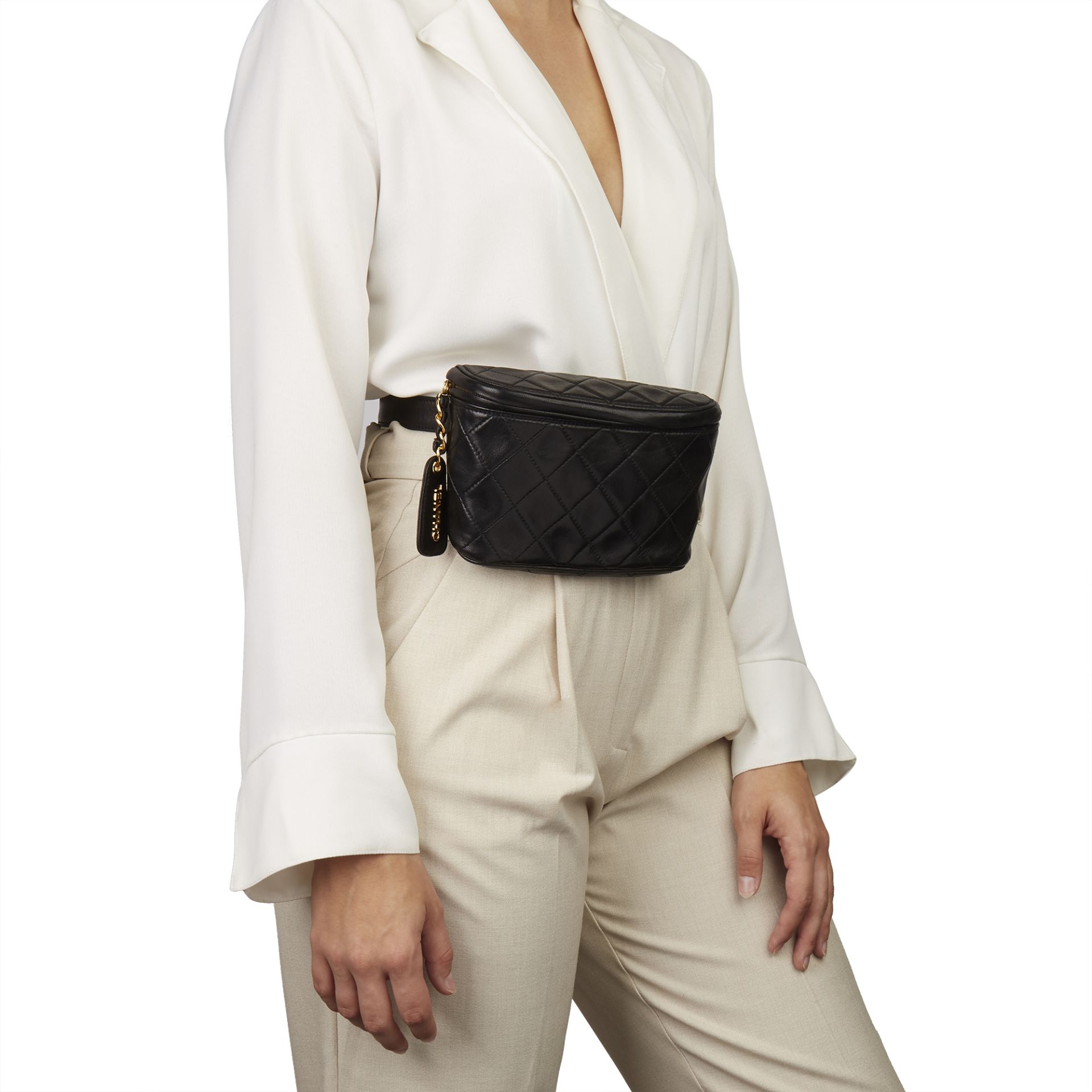 Chanel Black Quilted Lambskin Vintage Timeless Belt Bag - Image 2 of 12