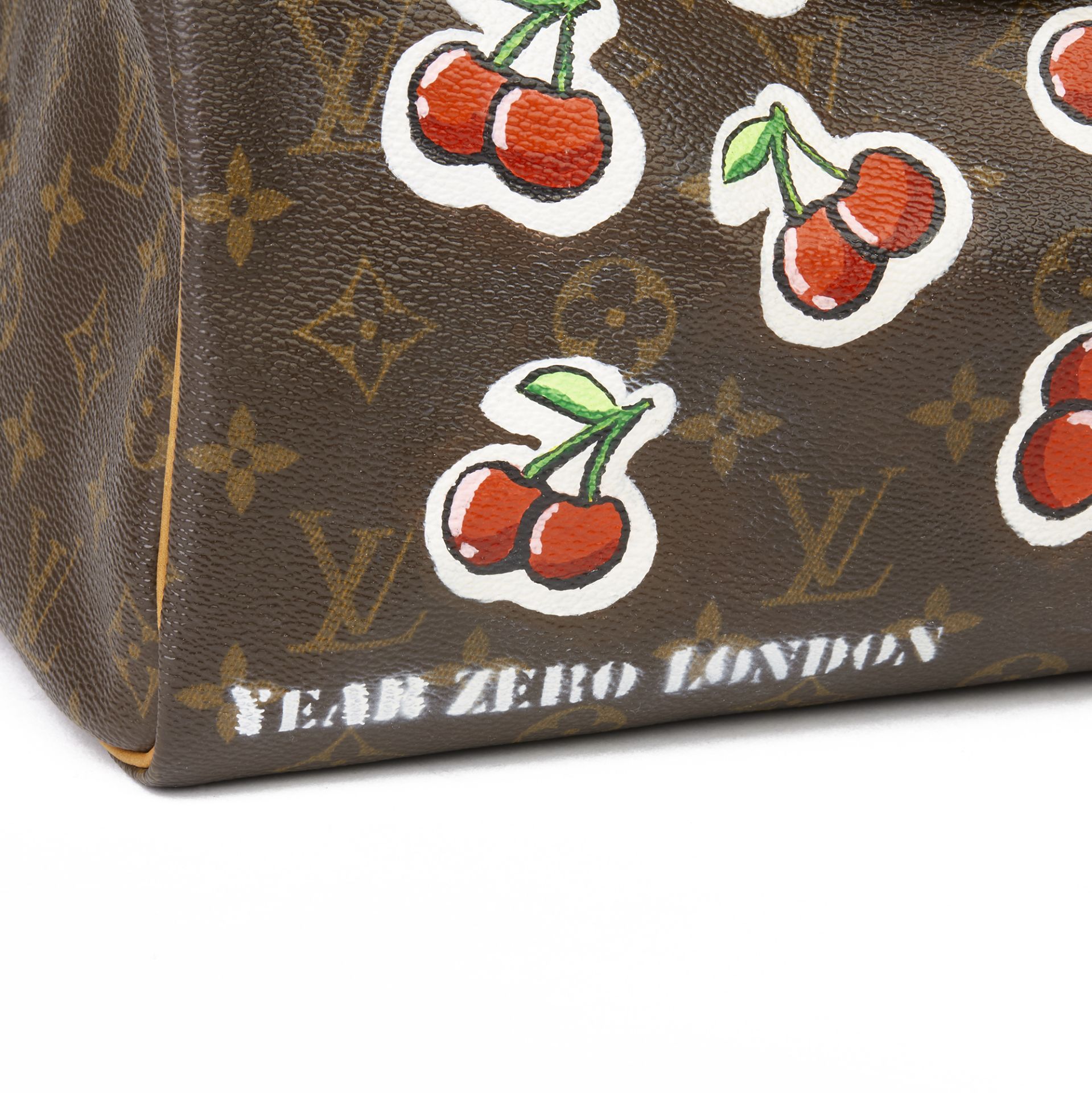 Louis Vuitton X Year Zero London Hand-Painted  ‘Cherries’ Brown Monogram Coated Canvas Speedy 30 - Image 6 of 10