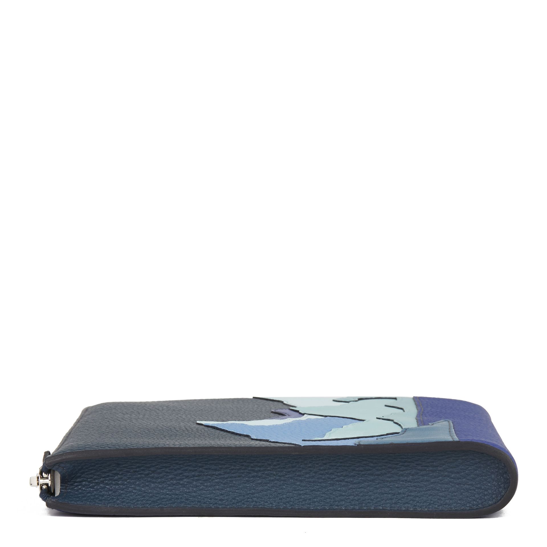 Hermès Bleu De Prusse & Bleu Electric Togo Leather Endless Road Zip Tablet Pochette - Image 12 of 12