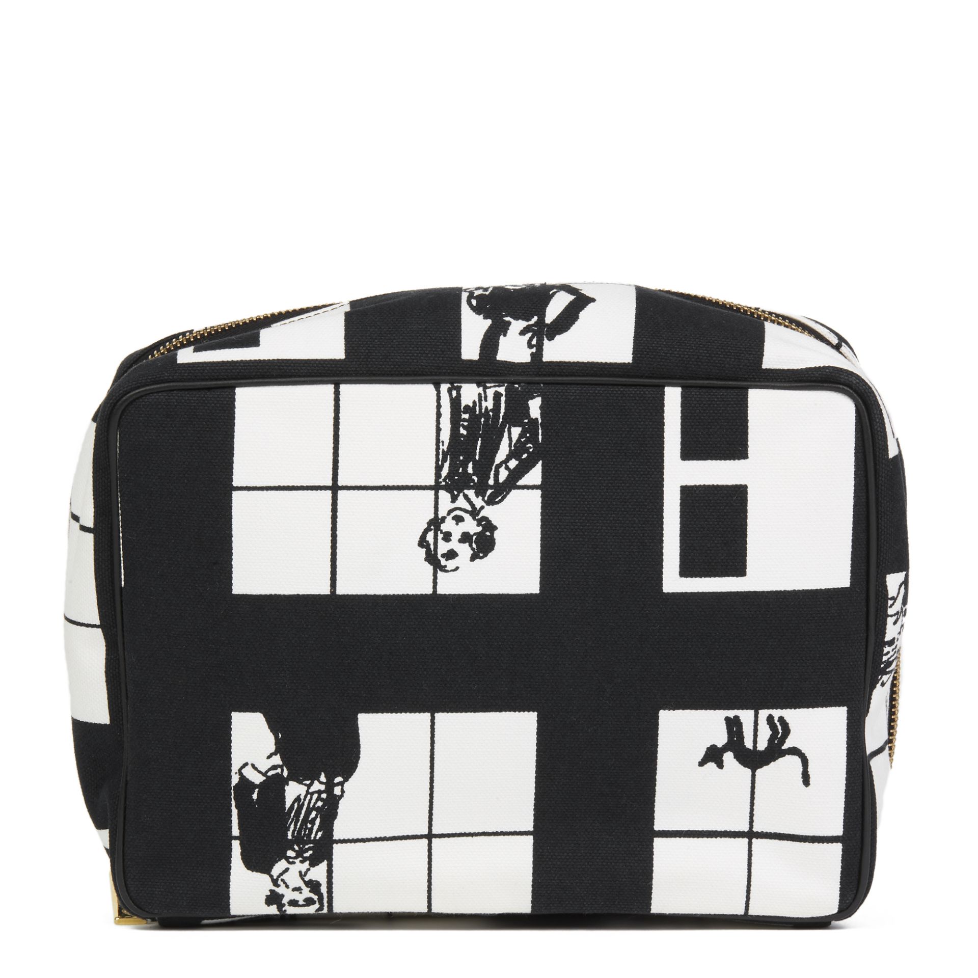 Chanel Black & White Canvas 'Window Line' Toiletry Pouch - Image 9 of 11