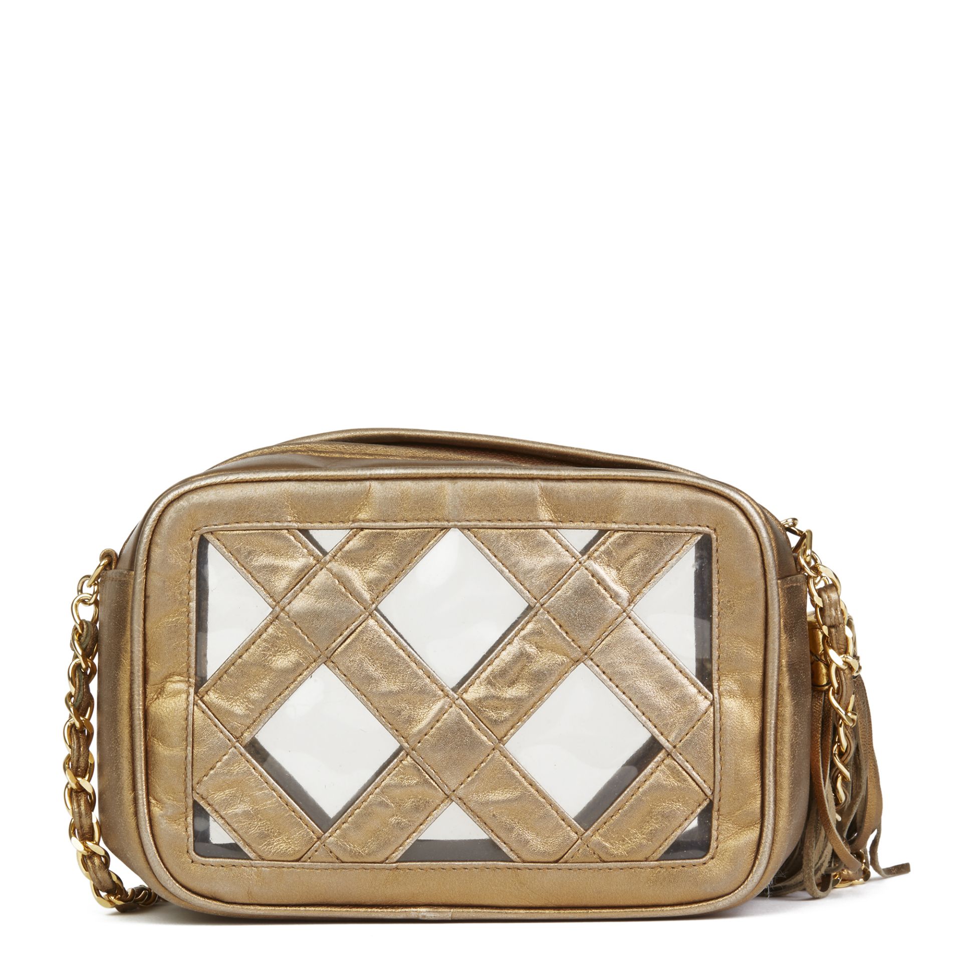 Chanel Gold Metallic Lambskin & Pvc Vintage Naked Camera Bag - Image 8 of 10