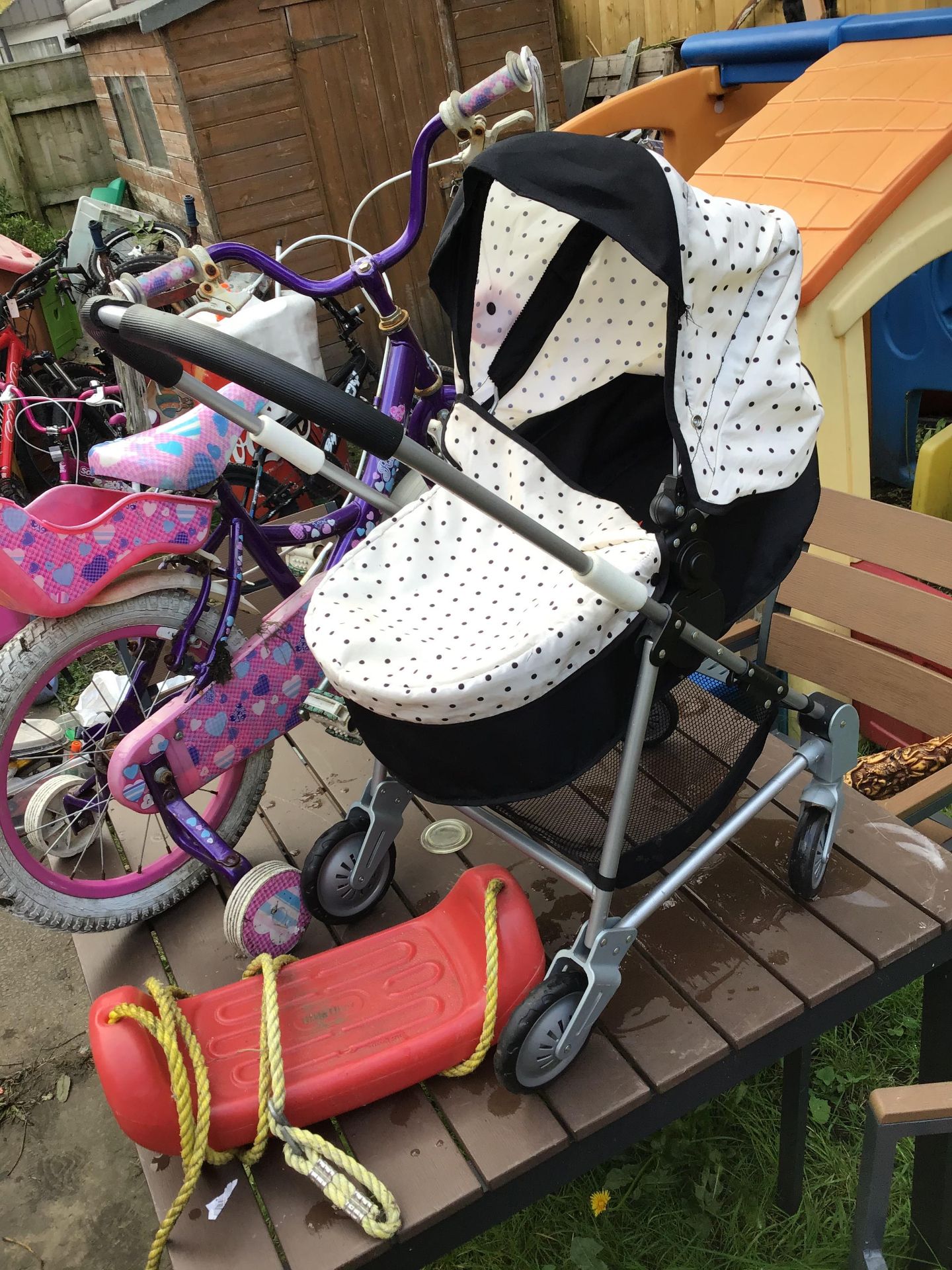 Girls bike pram and swing - Image 2 of 2