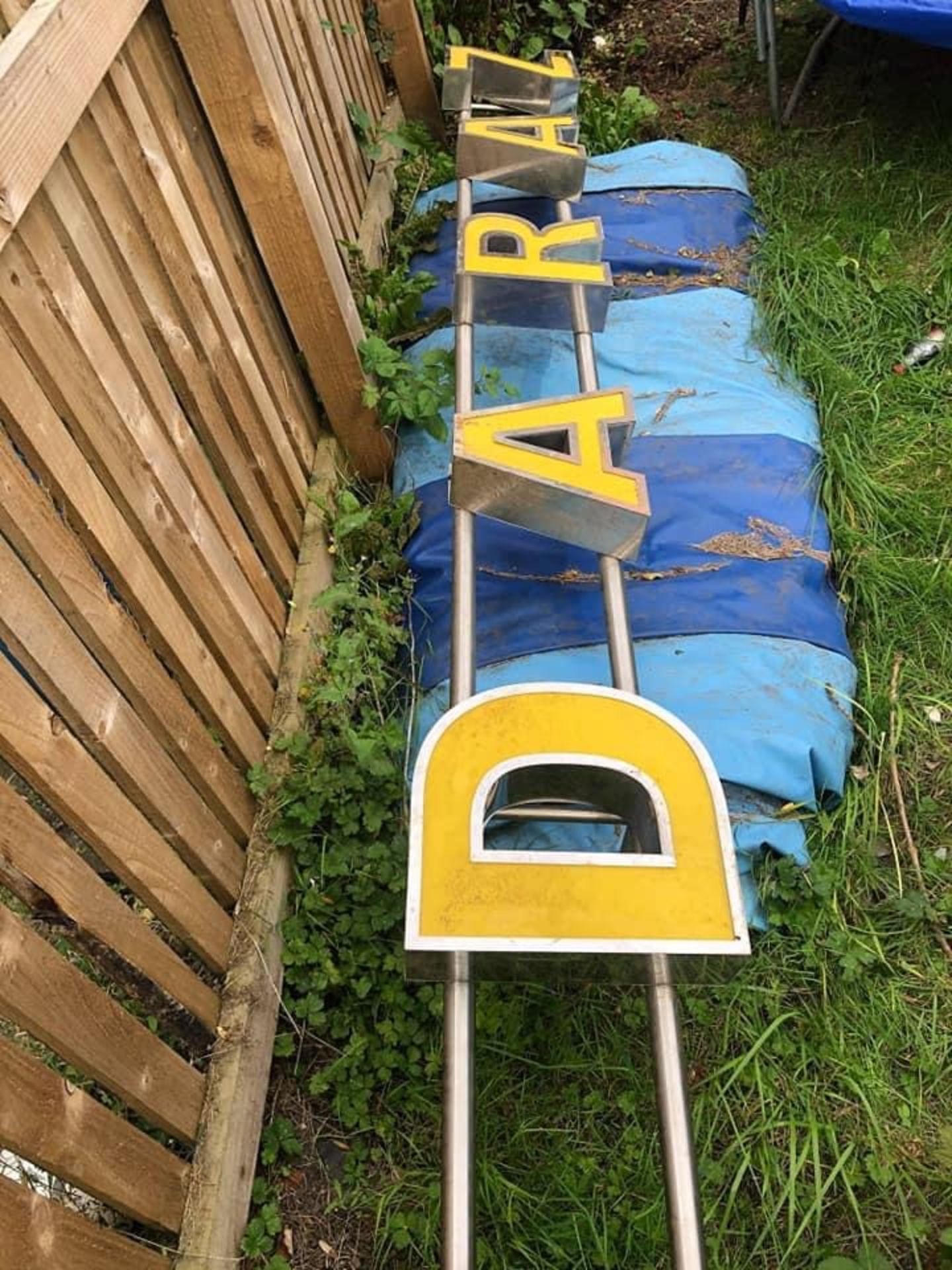 Restaurant galvanised sign with big letters