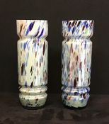 A pair of vintage cylindrical Morano style glass vases
