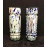 A pair of vintage cylindrical Morano style glass vases