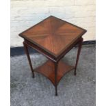 Antique Edwardian square topped occaional table with under teir.